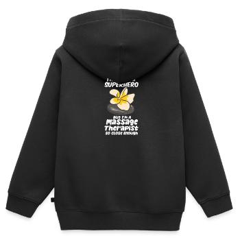 Ich bin zwar kein Superheld, aber ich bin ein Mass - Kinder Premium Organic Zip Hoodie - Schwarz - Hinten - AI Model Kid Male (0cm)