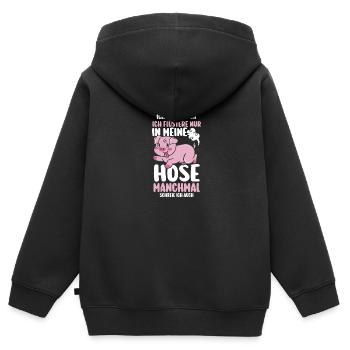 Ich Furze Nicht Schwein - Kinder Premium Organic Zip Hoodie - Schwarz - Hinten - AI Model Kid Male (0cm)