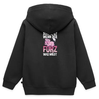 Scheiße Ist Wenn der Furz Was Wiegt - Kinder Premium Organic Zip Hoodie - Schwarz - Hinten - AI Model Kid Male (0cm)