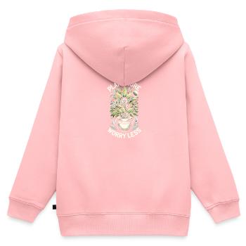 Mehr pflanzen, weniger Sorgen machen - Kinder Premium Organic Zip Hoodie - Rosa - Hinten - AI Model Kid Female (0cm)