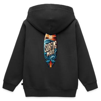 Un design de surf pour les vrais surfeurs - Sweat Premium à capuche zippé enfant bio - noir - Dos - AI Model Kid Male (0cm)