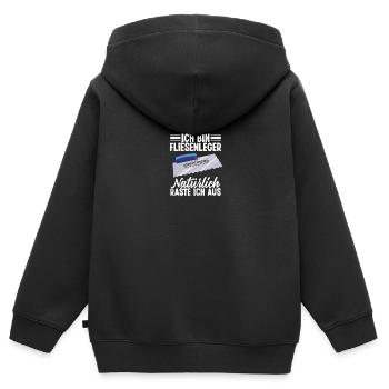 Maître carreleur Métier d’artisan carreleur - Sweat Premium à capuche zippé enfant bio - noir - Dos - AI Model Kid Male (0cm)
