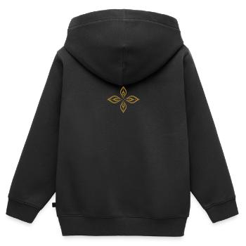 Symbole Cadeau Ornement Ethnique Thaï Lotus - Sweat Premium à capuche zippé enfant bio - noir - Dos - AI Model Kid Male (0cm)