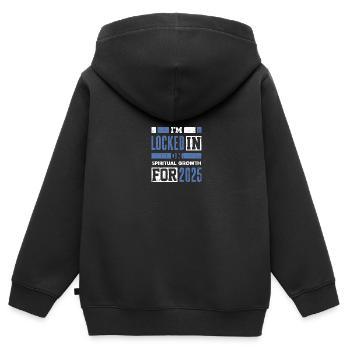 Geistiges Wachstum für 2025 - Kinder Premium Organic Zip Hoodie - Schwarz - Hinten - AI Model Kid Male (0cm)
