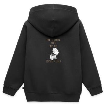 Vinyl - Kinder Premium Organic Zip Hoodie - Schwarz - Hinten - AI Model Kid Male (0cm)