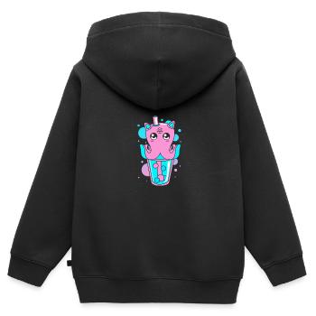 Gothique pastel - Sweat Premium à capuche zippé enfant bio - noir - Dos - AI Model Kid Male (0cm)