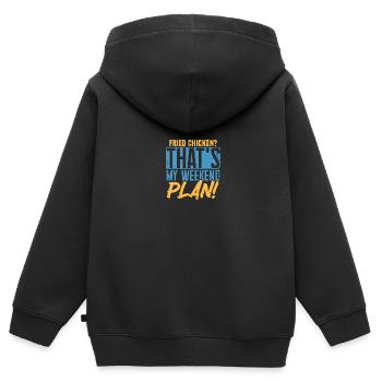 Gebratenes Hühnchen? Das ist mein Wochenendplan! - Kinder Premium Organic Zip Hoodie - Schwarz - Hinten - AI Model Kid Male (0cm)