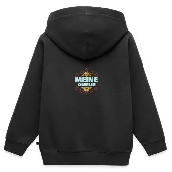 Maedchen Amelie - Kinder Premium Organic Zip Hoodie - Schwarz - Hinten - AI Model Kid Male (0cm)