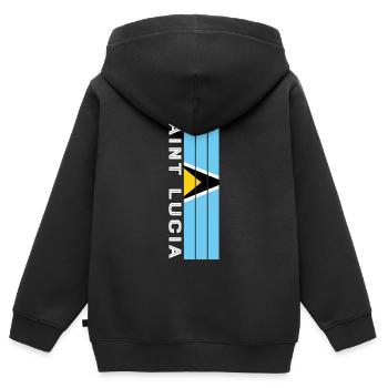 St. Lucia Landesfarbe in Streifen - Kinder Premium Organic Zip Hoodie - Schwarz - Hinten - AI Model Kid Male (0cm)