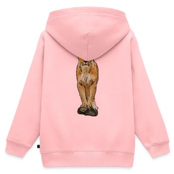 Lion motif lion lion chat - Sweat Premium à capuche zippé enfant bio - rose - Dos - AI Model Kid Female (0cm)