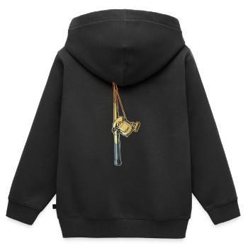 Vintage Angelrute - Kinder Premium Organic Zip Hoodie - Schwarz - Hinten - AI Model Kid Male (0cm)