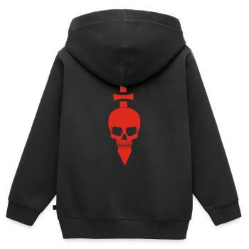 Roter Schädel und Schwert - Kinder Premium Organic Zip Hoodie - Schwarz - Hinten - AI Model Kid Male (0cm)