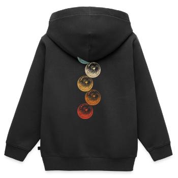 Quilles de bowling Vintage Graphique avec des boules de bowling - Sweat Premium à capuche zippé enfant bio - noir - Dos - AI Model Kid Male (0cm)