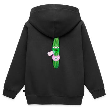 Moody cucumber, cucumbers, comic, cucumber, baby - Kids Premium Organic Zip-up Hoodie - black - Back - AI Model Kid Male (0cm)