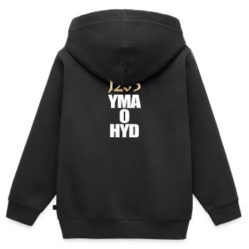1283 Yma o Hyd - Kinder Premium Organic Zip Hoodie - Schwarz - Hinten - AI Model Kid Male (0cm)