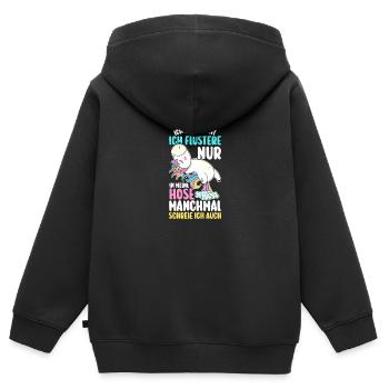 Ich Furze Nicht Einhorn - Kinder Premium Organic Zip Hoodie - Schwarz - Hinten - AI Model Kid Male (0cm)