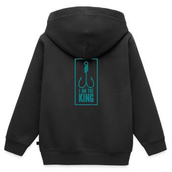 Angler Angelhaken Angelrute Sportfischer - Kinder Premium Organic Zip Hoodie - Schwarz - Hinten - AI Model Kid Male (0cm)