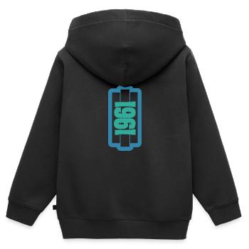 1961 - Kinder Premium Organic Zip Hoodie - Schwarz - Hinten - AI Model Kid Male (0cm)
