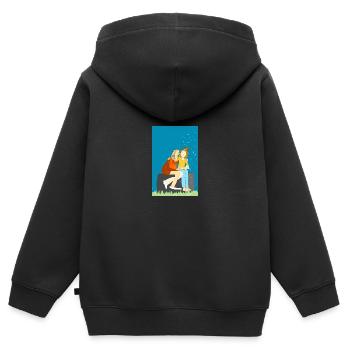 Beste Freundinnen, Freundschaft und Liebe - Kinder Premium Organic Zip Hoodie - Schwarz - Hinten - AI Model Kid Male (0cm)