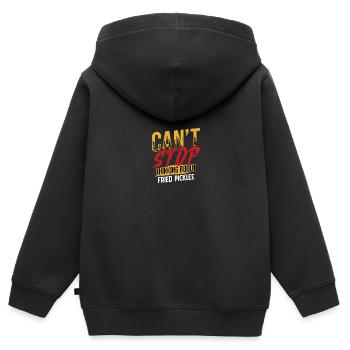 Ich kann nicht aufhören, an den Humor von gebratenen Gurken zu denken - Kinder Premium Organic Zip Hoodie - Schwarz - Hinten - AI Model Kid Male (0cm)