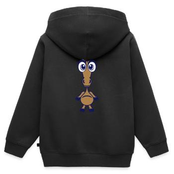 Pferde Tiere Zeichnen - Kinder Premium Organic Zip Hoodie - Schwarz - Hinten - AI Model Kid Male (0cm)