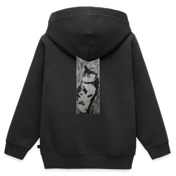 Violet's stare - Kids Premium Organic Zip-up Hoodie - black - Back - AI Model Kid Male (0cm)