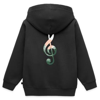 Paysage clé de sol - Sweat Premium à capuche zippé enfant bio - noir - Dos - AI Model Kid Male (0cm)