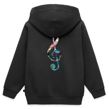 Sirène clé de sol - Sweat Premium à capuche zippé enfant bio - noir - Dos - AI Model Kid Male (0cm)