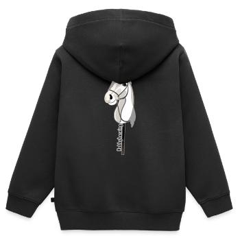 Hobby horse- hobby horse- hobby horsing - Kids Premium Organic Zip-up Hoodie - black - Back - AI Model Kid Male (0cm)