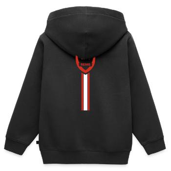 Fussballverein Reims - Kinder Premium Organic Zip Hoodie - Schwarz - Hinten - AI Model Kid Male (0cm)
