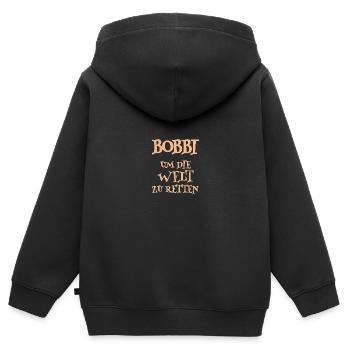 Helfer Bobbi - Kinder Premium Organic Zip Hoodie - Schwarz - Hinten - AI Model Kid Male (0cm)