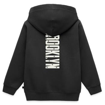 Brooklyn - Kinder Premium Organic Zip Hoodie - Schwarz - Hinten - AI Model Kid Male (0cm)