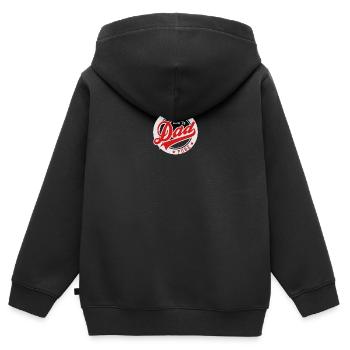 100 Prozent PURE SUPER DAD - Kinder Premium Organic Zip Hoodie - Schwarz - Hinten - AI Model Kid Male (0cm)