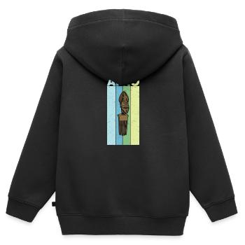 Peigne à cheveux Pickaxe Africa Afro Cadeau Coiffure - Sweat Premium à capuche zippé enfant bio - noir - Dos - AI Model Kid Male (0cm)