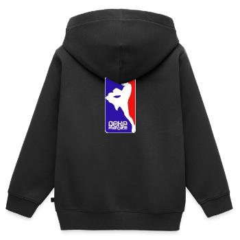 boxe française - Sweat Premium à capuche zippé enfant bio - noir - Dos - AI Model Kid Male (0cm)
