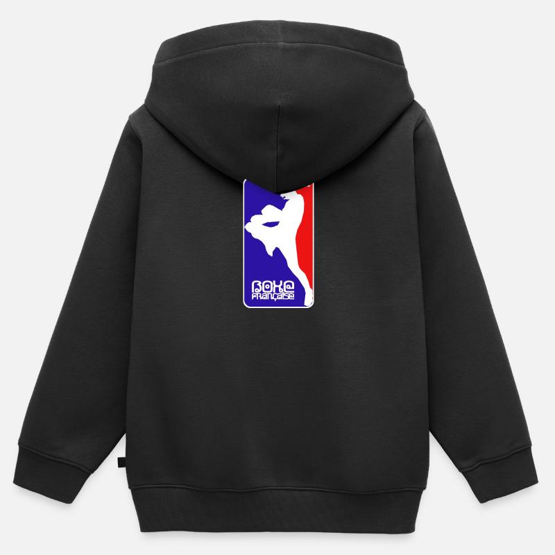 boxe française - Sweat Premium à capuche zippé enfant bio - noir