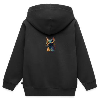 Abyssinian Cat Colorful Gaze - Kinder Premium Organic Zip Hoodie - Schwarz - Hinten - AI Model Kid Male (0cm)