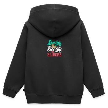 Le printemps apporte la beauté des curseurs - Sweat Premium à capuche zippé enfant bio - noir - Dos - AI Model Kid Male (0cm)