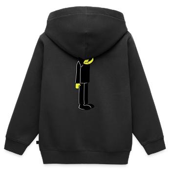 Triste malheureux emo longs cheveux noirs - Sweat Premium à capuche zippé enfant bio - noir - Dos - AI Model Kid Male (0cm)