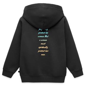 Beschützen Spruch - Kinder Premium Organic Zip Hoodie - Schwarz - Hinten - AI Model Kid Male (0cm)