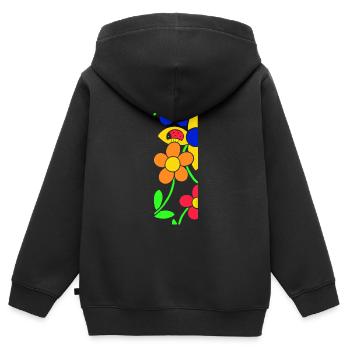 Marienkäfer mit Blumen - Kinder Premium Organic Zip Hoodie - Schwarz - Hinten - AI Model Kid Male (0cm)