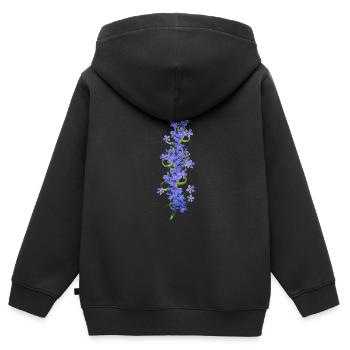 blaue Frühlingsblüten Blüten Girlande Blumenwiese - Kinder Premium Organic Zip Hoodie - Schwarz - Hinten - AI Model Kid Male (0cm)