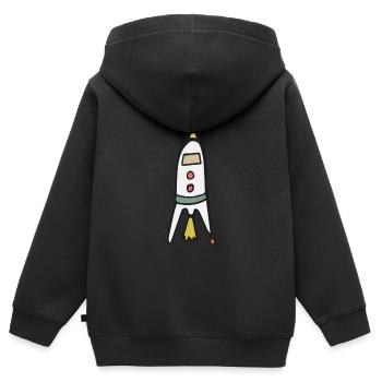 Space Rocket Start - Kinder Premium Organic Zip Hoodie - Schwarz - Hinten - AI Model Kid Male (0cm)