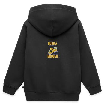 Werdender Bruder Geschenk Ich werde Bruder Bagger - Kinder Premium Organic Zip Hoodie - Schwarz - Hinten - AI Model Kid Male (0cm)