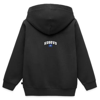 Drapeau du Kosovo Drapeau Jersey Cadeau Kosovar - Sweat Premium à capuche zippé enfant bio - noir - Dos - AI Model Kid Male (0cm)