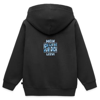 Leevi en tant qu’homme - Sweat Premium à capuche zippé enfant bio - noir - Dos - AI Model Kid Male (0cm)