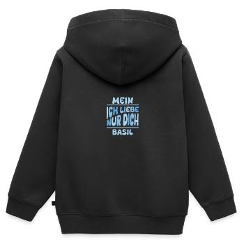 Basilic - Sweat Premium à capuche zippé enfant bio - noir - Dos - AI Model Kid Male (0cm)