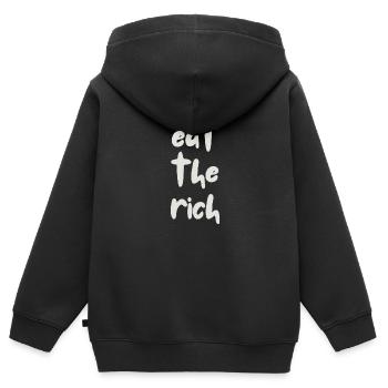 Mangez les riches - Sweat Premium à capuche zippé enfant bio - noir - Dos - AI Model Kid Male (0cm)