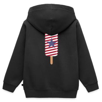 4. Juli USA - Kinder Premium Organic Zip Hoodie - Schwarz - Hinten - AI Model Kid Male (0cm)