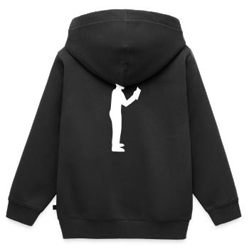 lire - Sweat Premium à capuche zippé enfant bio - noir - Dos - AI Model Kid Male (0cm)